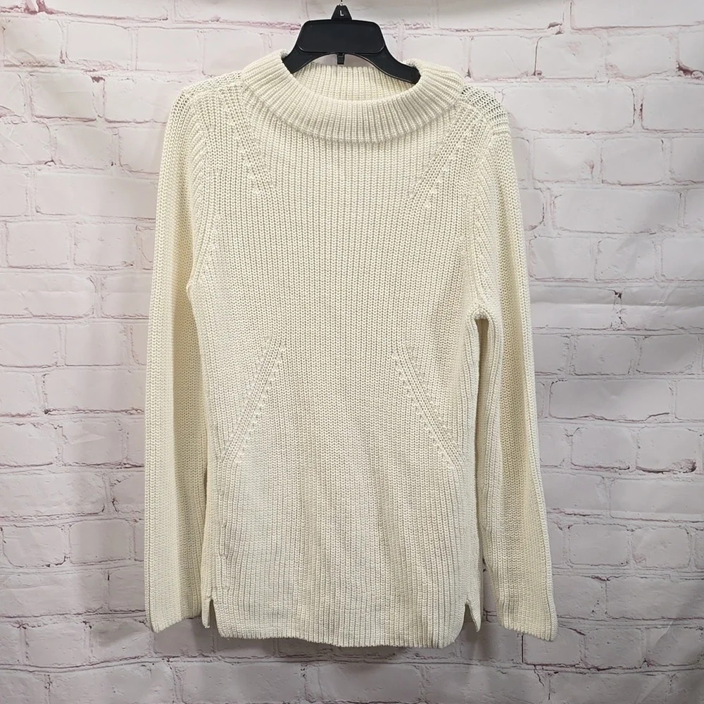Talbots Cream Pullover Sweater Cotton Womens Size‎ L
